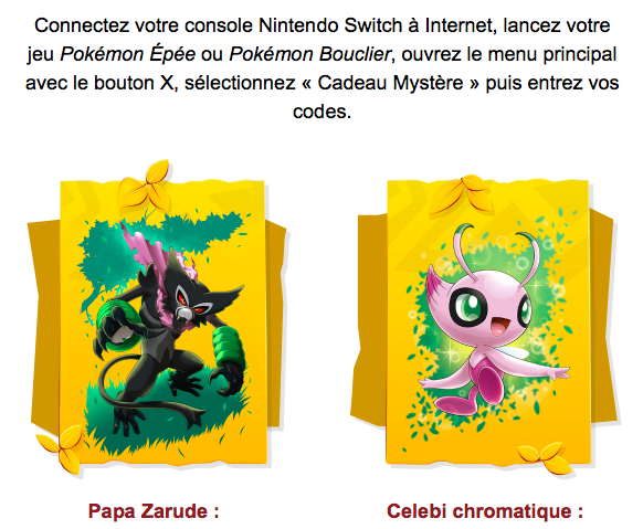 Codes Papa Zarude et Celebi Chromatique