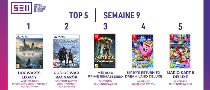 Top 5 des meilleures ventes de jeux vidéo de la semaine 05/2023 en France -  Mario Kart face à la déferlante de Sony - Charts - Nintendo-Master