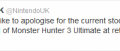 Image Nintendo s'excuse pour les ruptures de stock Monster Hunter 3 Ultimate en Europe
