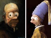 Homer et Marge en tableau