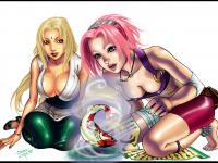 Tsunade et Sakura sauve un poisson