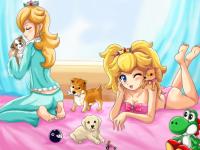 Harmonie et Peach avec des chiots