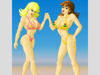 peach et daisy en bikini musclée